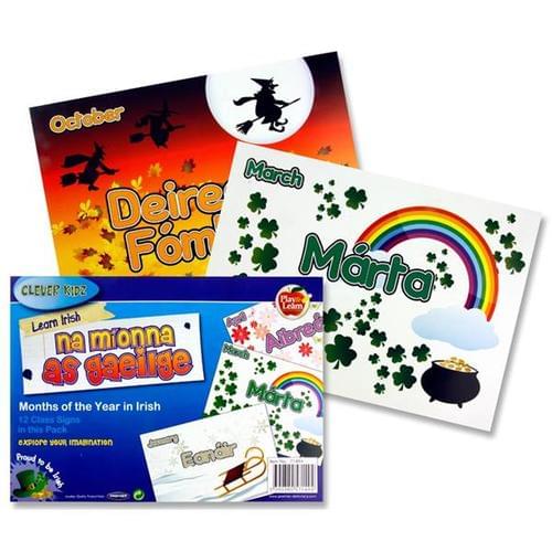 CLEVER KIDZ PKT.12 CLASS SIGNS - MONTHS IN IRISH