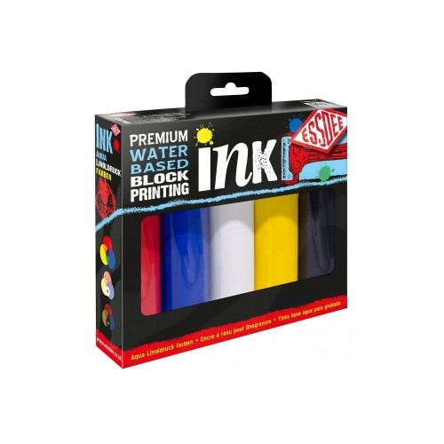 BLOCK PRINTING INK 5 SET PRIMARY COLOURS