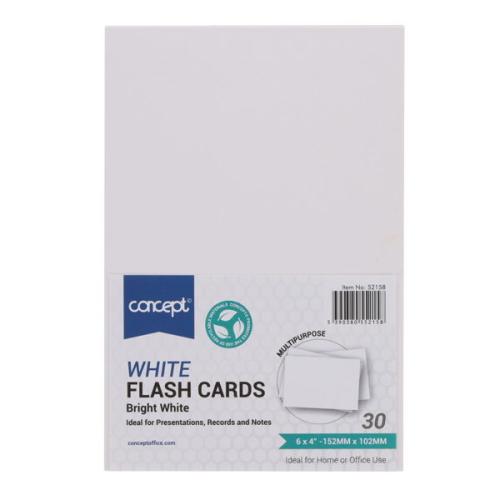 6X4 White flash cards pk 50 unlined