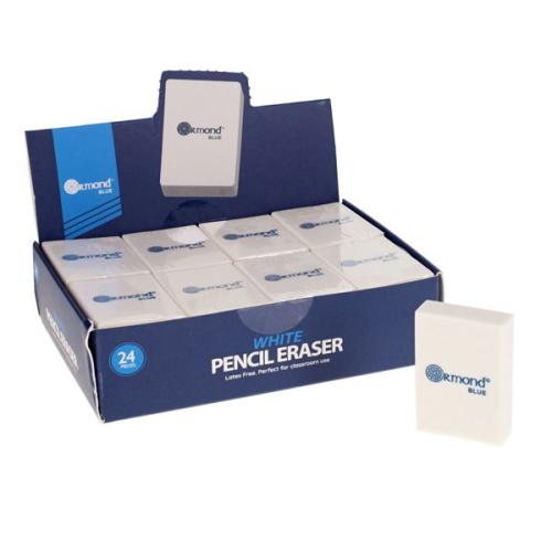 Ormond Blue Box 24 White Pencil Erasers