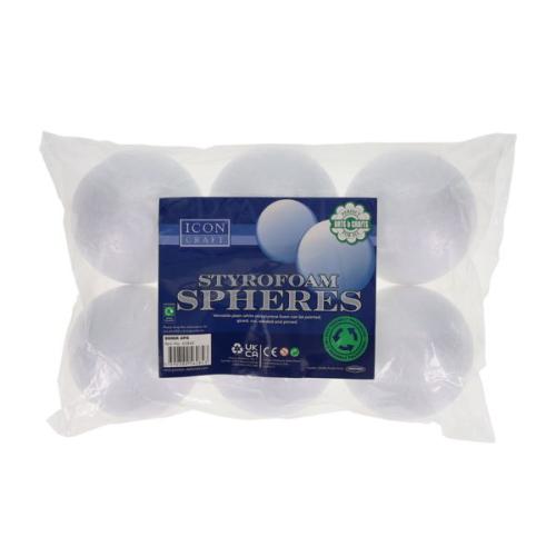 Icon Craft Pkt.6 Styrofoam Spheres - 80mm