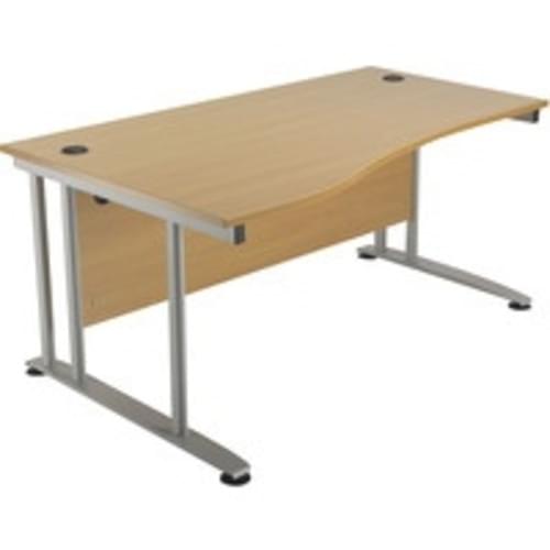 Alana 1600mm Wave Desk Beech Lefthand,Metal Leg