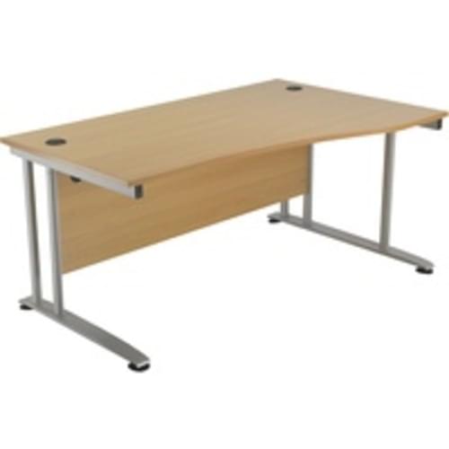 Alana 1600mm Wave Desk Beech Righthand,Metal Leg