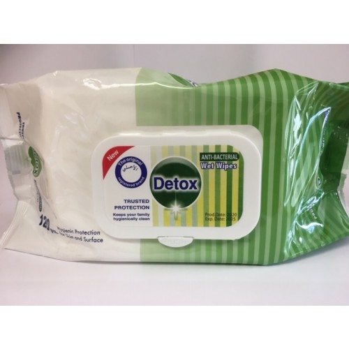 Detox Antibacterial Wipes Mega Pack of 120 Wipes