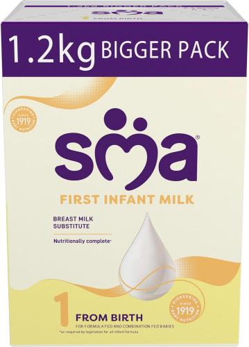 SMA First Infant Baby Infant Milk Milk Pro Powder Formula , from birth , 1.2 kg (Pack of 1),packaging may vary 2 x 600g