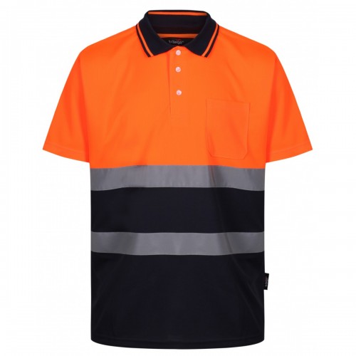 Class 1 two-tone polo shirt, Orange/Navy, Size, 3XL