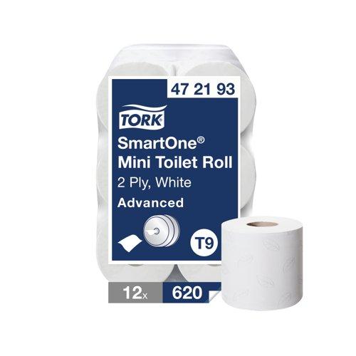 Tork SmartOne® Mini Toilet Roll 2-Ply White T9 Advanced [12] 472193
