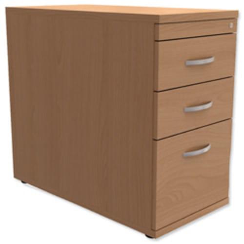 *Desk High Mobile 3-Drawer Filing Pedestal 800mm Deep Beech*
