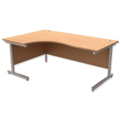*Cantilever Radial Desk / Workstation Left Hand Silver Legs W1800xD1200xH725mm Beech*