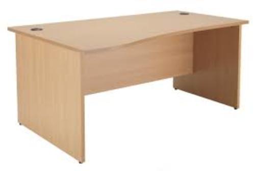 *Panel End Wave Desk / Workstation Left Hand W1400xD800-1000xH725mm Beech*