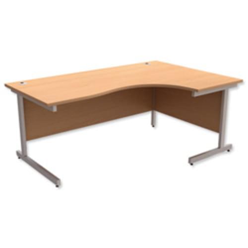 *Cantilever Radial Desk / Workstation Right Hand Silver Legs W1800xD1200xH725mm Beech*