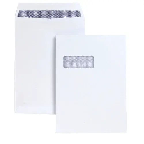 C4 324x229mm White Window 100gsm Opaqued Peel & Seal Pocket Envelopes 250 Pack