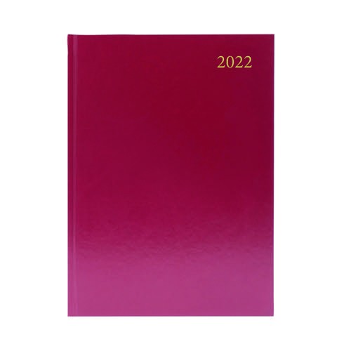 A4 Office 2022 Two Pages to a Day Casebound and Sewn Vinyl Coated Board A4 297x210mm Red