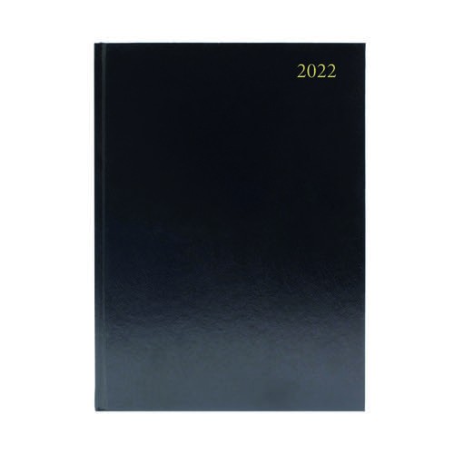 A5 Office 2022 Diary Two Days to Page Casebound and Sewn Vinyl Coated Board A5 210x148mm Black
