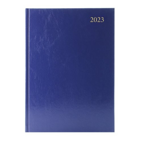 A5 Office 2023 Diary Week to View Casebound and Sewn Vinyl Coated Board A5 210x148mm Blue