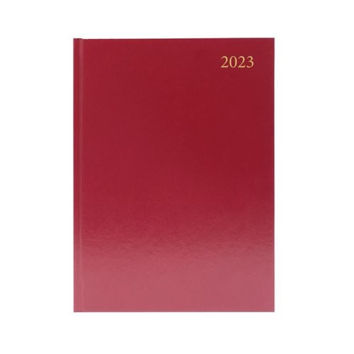 A5 Office 2023 Appointment Diary Day to Page Casebound and Sewn Vinyl Coated Board A5 210x148mm Red