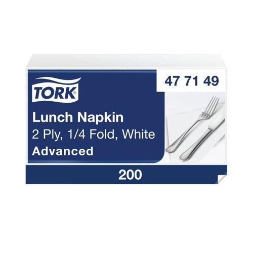 Tork Lunch Napkin, 1/4 Fold White Advanced [10 x Pack 200] 477149