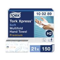 Tork Xpress® Soft Multifold Hand Towels White H2 Premium, 2-ply, Z-fold, 21 x 150 Shts 100289