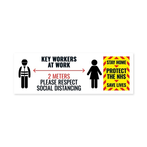 Social Distance Key Worker Sticker 450mm (Pack of 5)