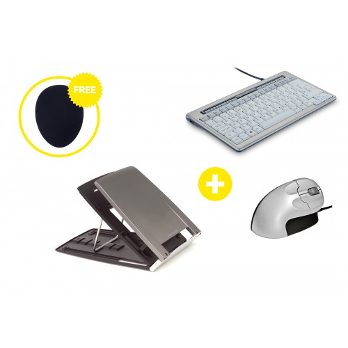 Home Office Ergonomic Essentials Box - Laptop Stand, Keyboard, Mouse and Free Mouse Mat