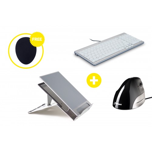 Home Office Ergonomic Premium Box - Laptop Stand, Keyboard, Mouse and Free Mouse Mat