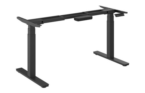 CUBO Electrical Sit Stand Desk - 1200 x 800 desk Oak Scallop top & Electrically Height Adjustable Black Frame