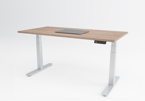 CUBO Electrical Sit Stand Desk - 1200 x 800 desk Oak Scallop top & Electrically Height Adjustable White Frame