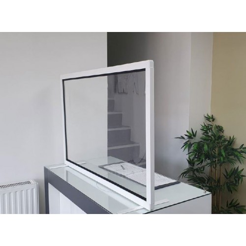 CLEAR POLYVINYL PROTECTIVE DESK SCREEN (width 1800 x depth 35 x height 700mm)