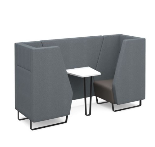 Encore High Back 2 Person Meeting Booth With Table and Black Sled Frame