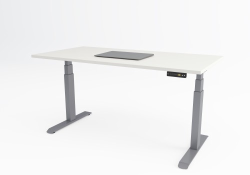 Flexible Electrical Sit Stand Desk - 1600 x 800 Desk White Top & Electrically Height Adjustable Silver Frame