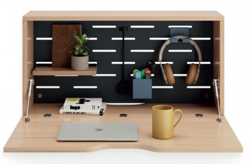 Hideaway Wall-Mounted Desk with Light & USB