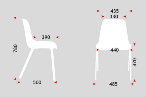 Maxi Chair - Black Plastic seat, Black Metal base