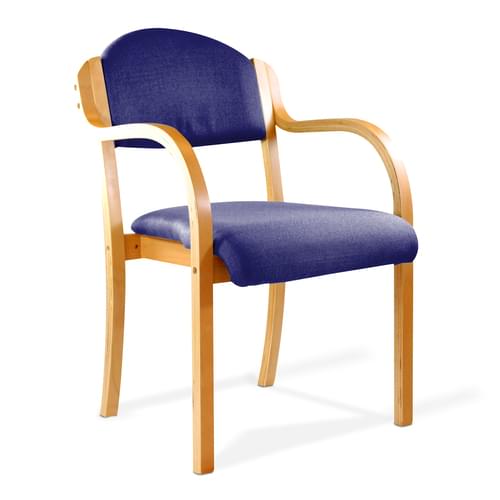 Beech Framed Stackable Side Armchair with Upholstered and Padded Seat and Backrest