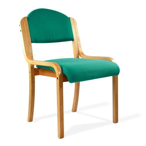 Beech Framed Stackable Side Chair with Upholstered and Padded Seat and Backrest - Aqua