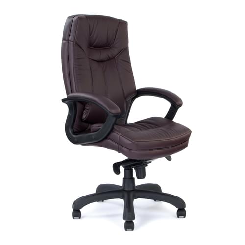 Stylish High Back Leather Faced Executive Armchair with Upholstered Armrests and Pronounced Lumbar Support