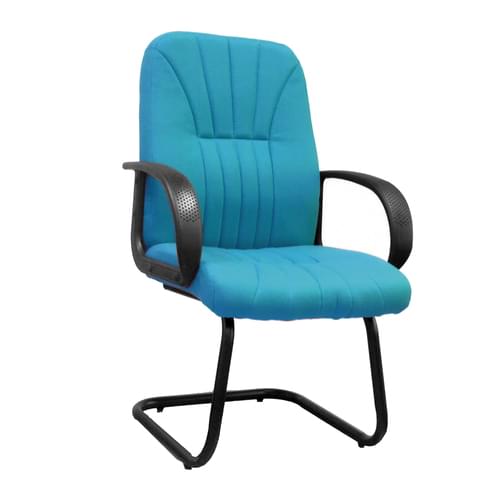 Cantilever Framed visitor Armchair with Sculptured High Back and Fan Stitching Pattern Design