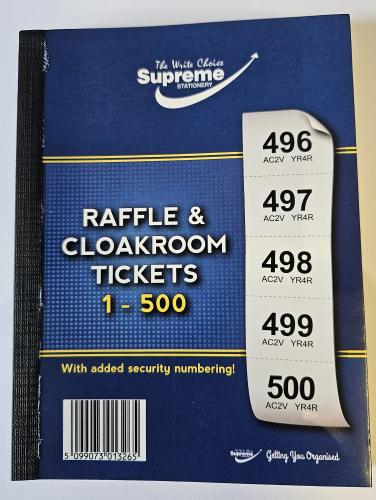 Cloakroom & Raffle Tickets Book 1-500