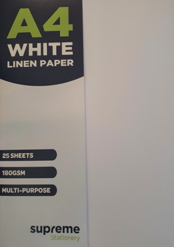 A4 White Linen Card 180gsm