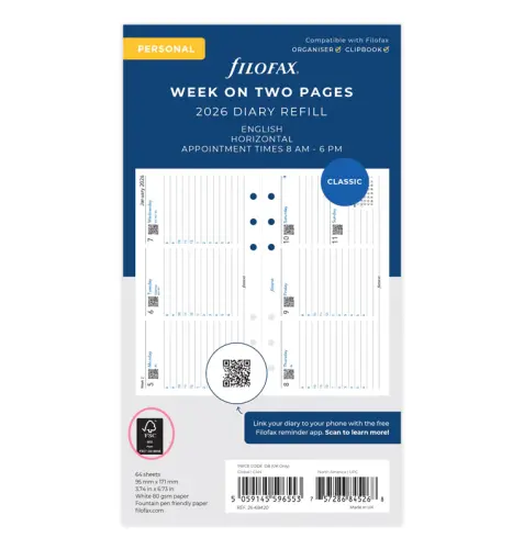 Filofax Personal Weekly Appointment Diary 2026