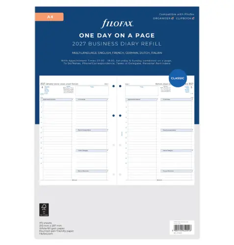 Filofax A4 Day per Page Diary 2027