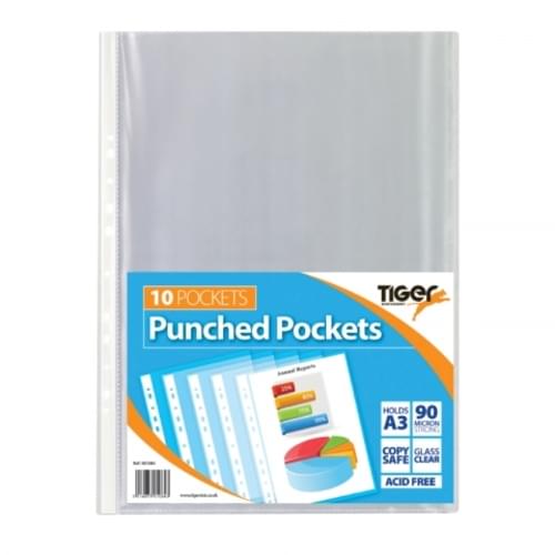 Tiger A3 Glass Clear Punched Pockets Portrait 90mic
