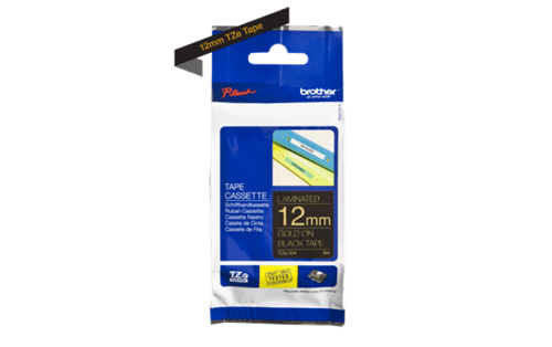 Brother TZe334 Gold on Black 12mm Tape