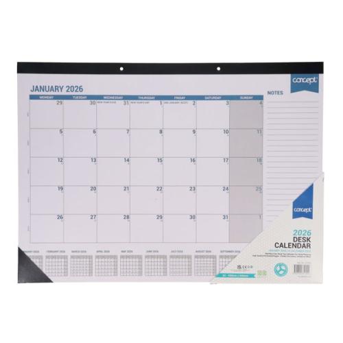 Concept 2026 A2 Desk Pad Monthly Calendar (was blue  in colour last few years)
