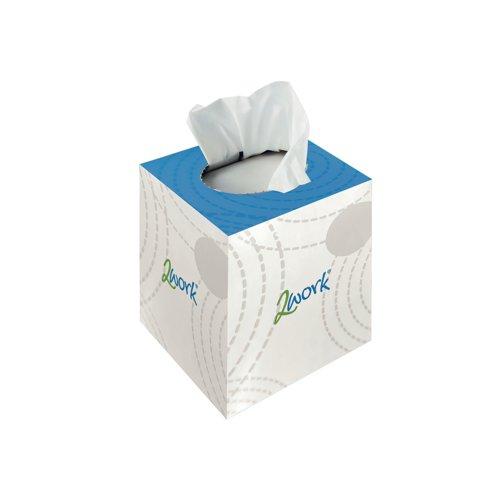 2Work Facial Tissue Cube Box 70 Sheets 2-Ply