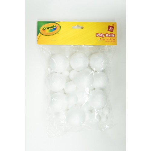 Crayola Poly Balls, Assorted Sizes, 40 Pieces.