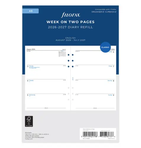 Filofax A5 Week on 2 Pages 2026-2027 Diary