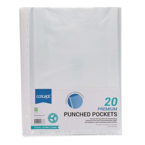 Concept Pkt.20 A4 Punched Pockets