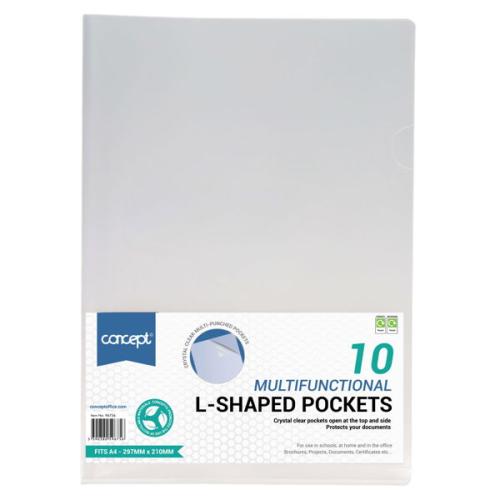 Concept Green Pkt.10 A4 Eco Top & Side Opening Clear L-folders