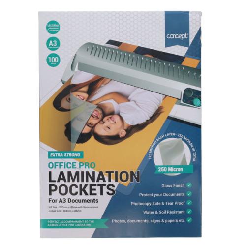 Concept A3 250 Micron Office Pro Laminating Pouches