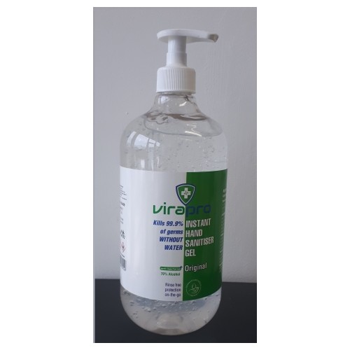 ViraPro 1000ml Alcohol Gel Hand Sanitiser 70% Alcohol, with Pump Dispensing